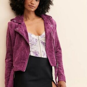 🔆 Anthropology, [BLANKNYC] Sparkling Grape Vegan Suede Jacket, Size Medium